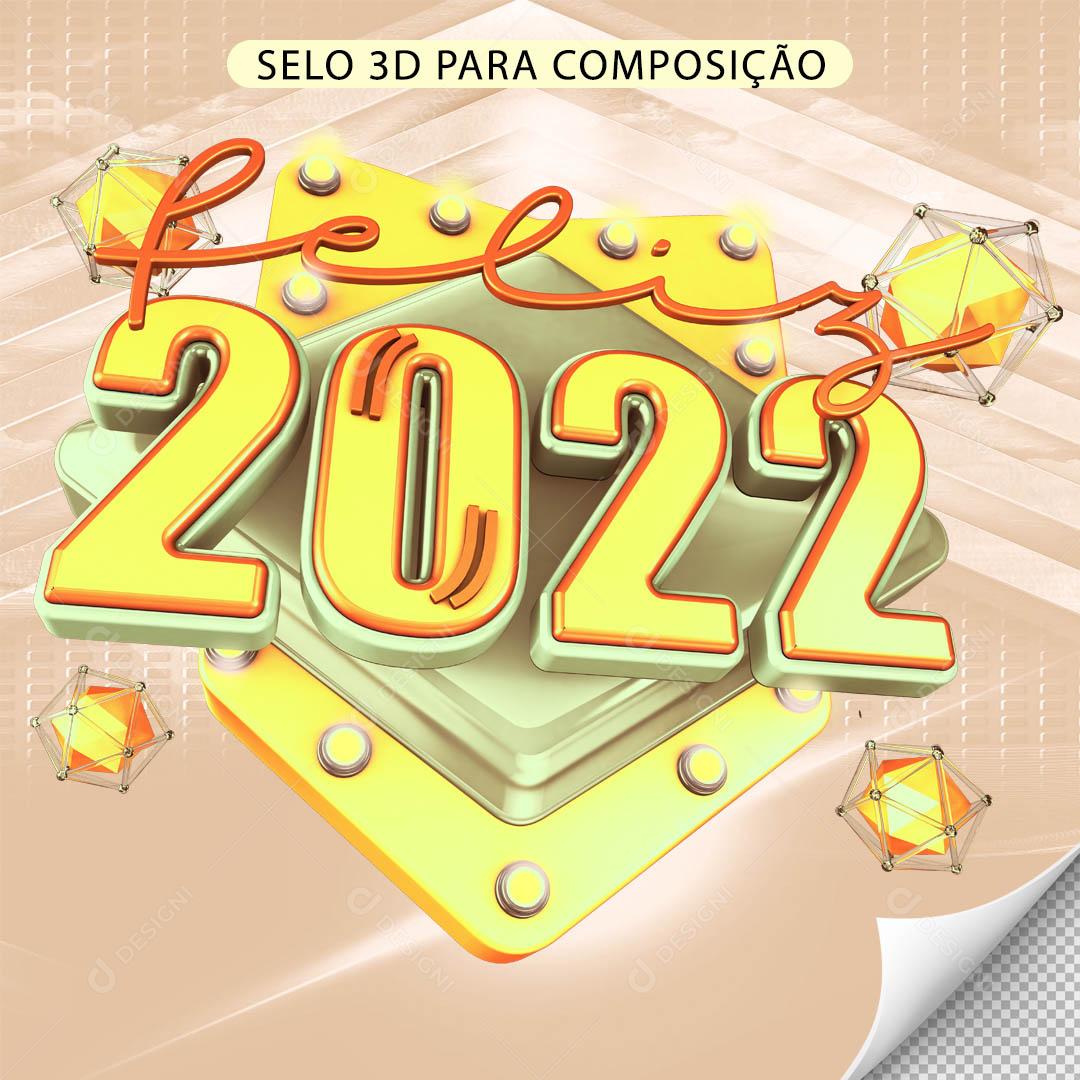 Elemento 3D Para Composição Feliz 2022 PNG Transparente Sem Fundo