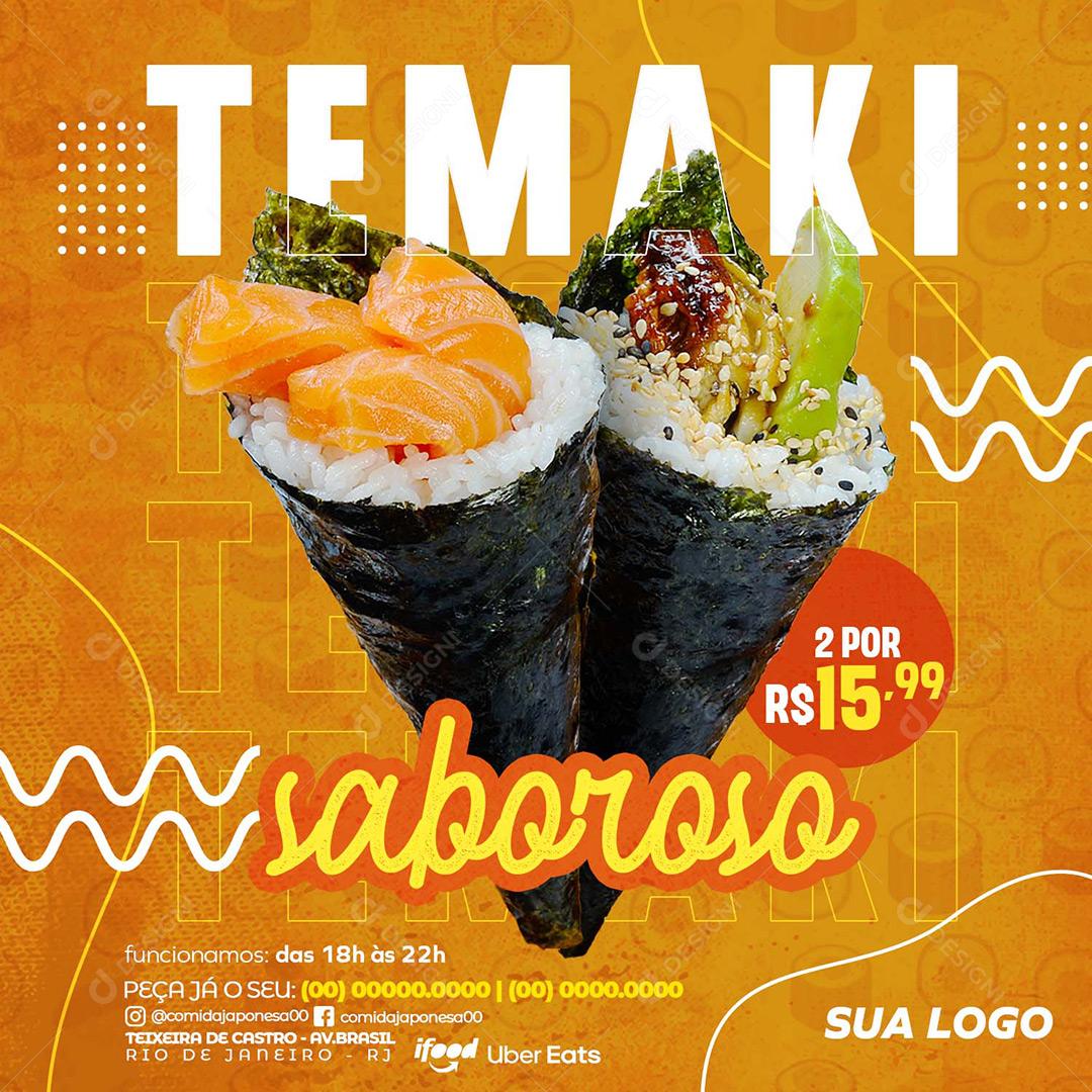 Social Media Comida Japoneza Temaki Saboroso PSD Editável