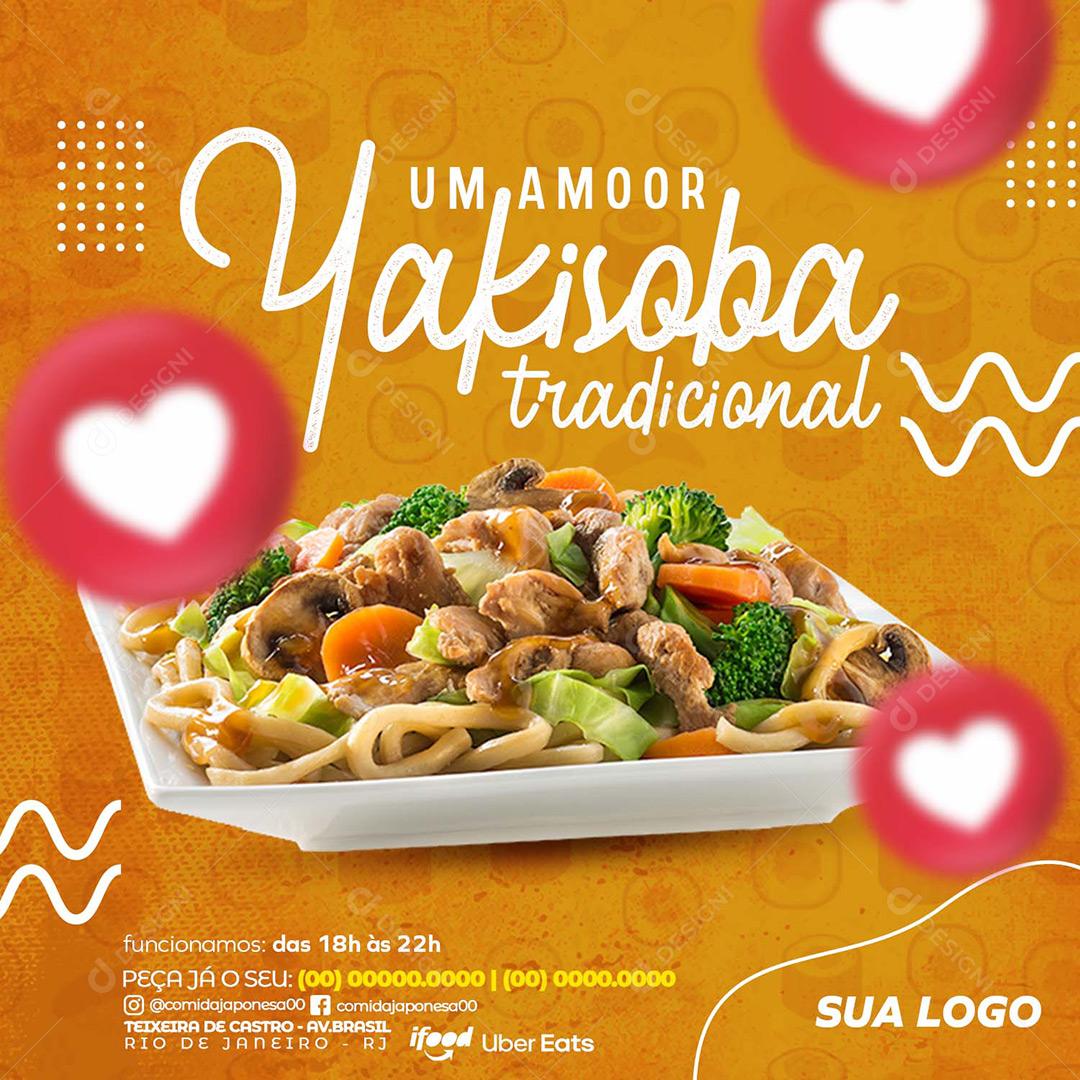 Comida Japoneza Social Media Um Amor Yakisoba PSD Editável