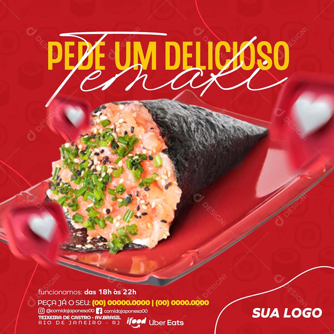 Comida Japoneza Socia Media Pede Um Delicioso Temaki Delivery PSD Editável