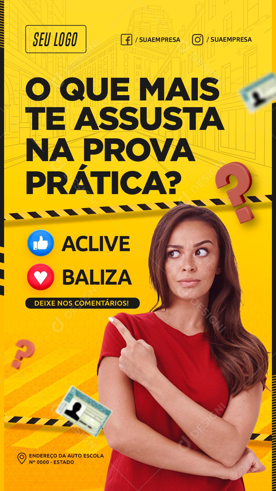 O Que Mais Te Assusta Na Prova Pratica Social Media PSD Editável