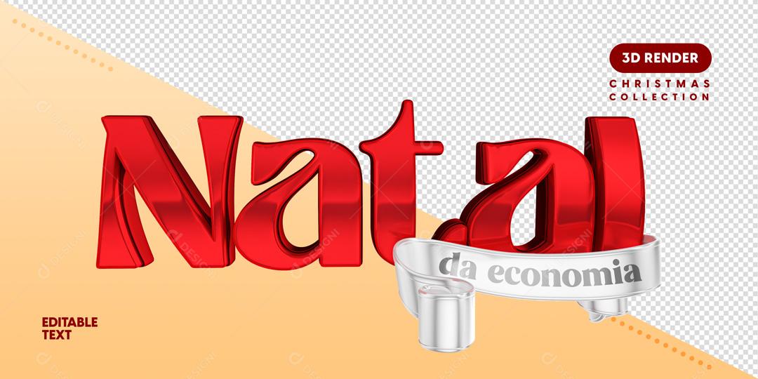Selo 3D Para Composição Natal Da Economia PSD Editável