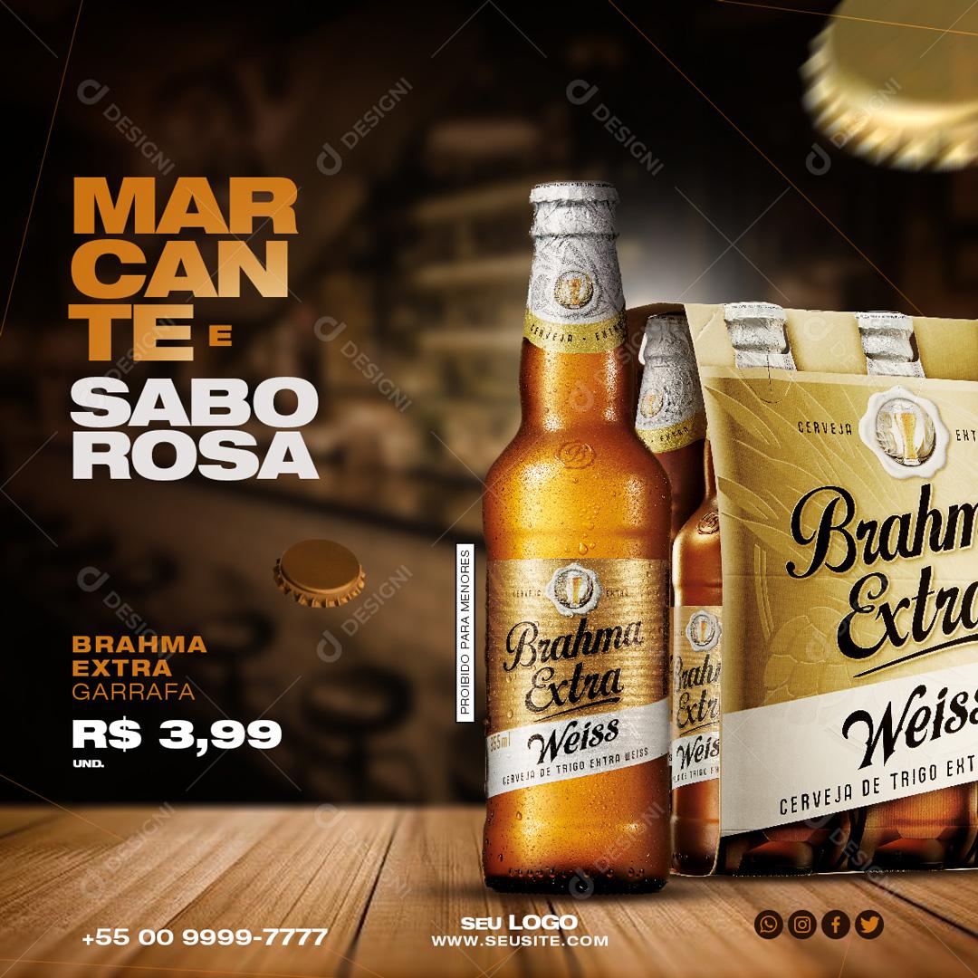 Marcante E Saborosa Brahma Social Media PSD Editável