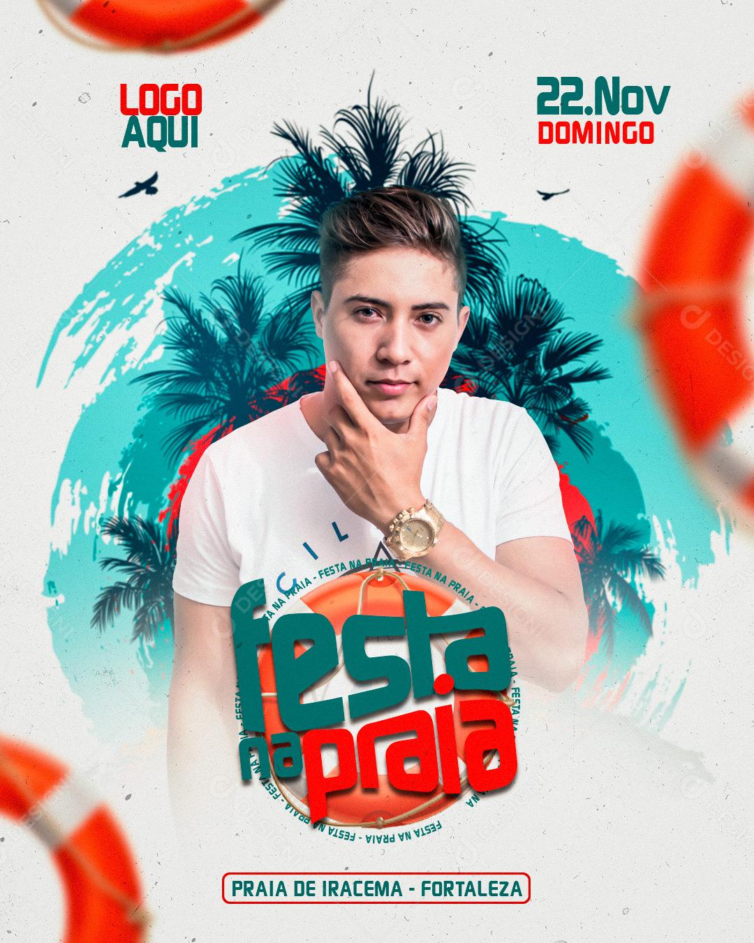 Flyer Social Media Festa Na Praia Show PSD Editável