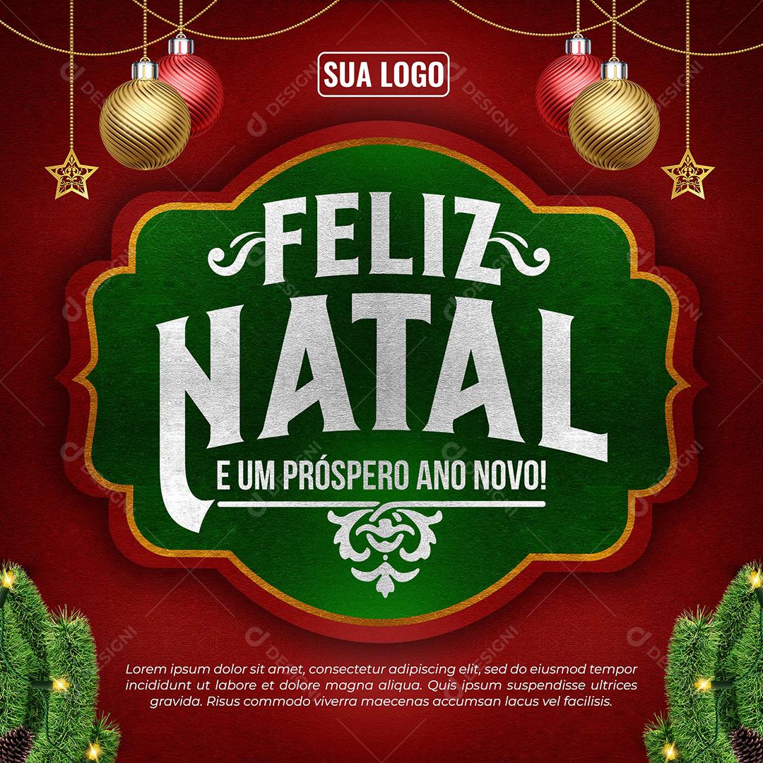 Social Media Cartão Feliz Natal E Um Próspero Ano Novo Texto Editável  PSD