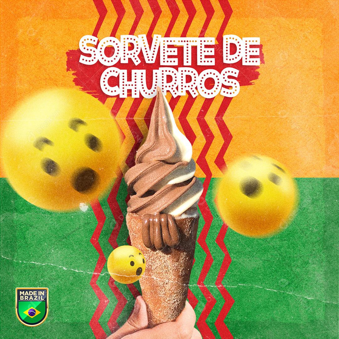 Post Comida Mexicana Sorvete De Churros Social Media PSD Editável