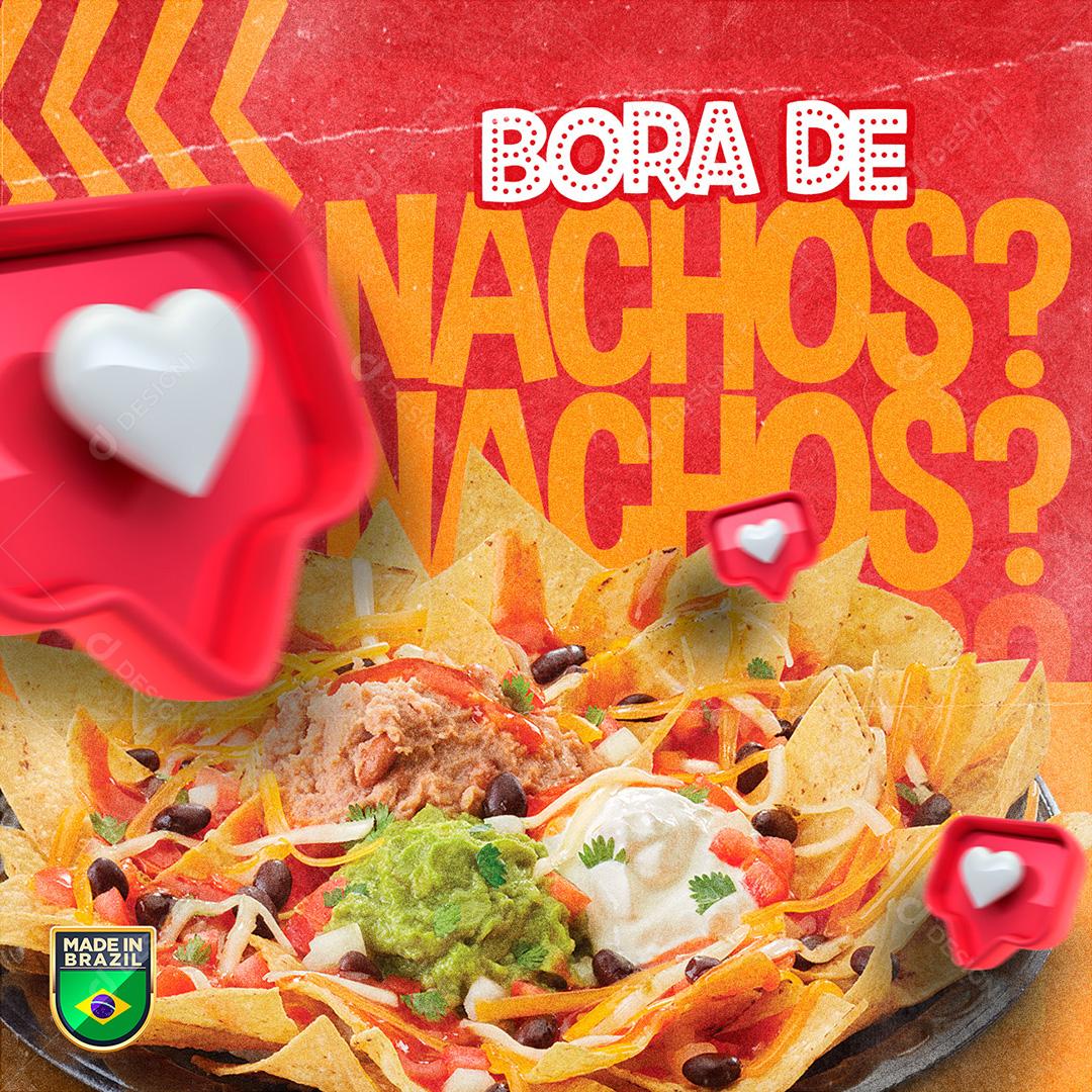 Post Comida Mexicana Bora De Nachos Social Media PSD Editável