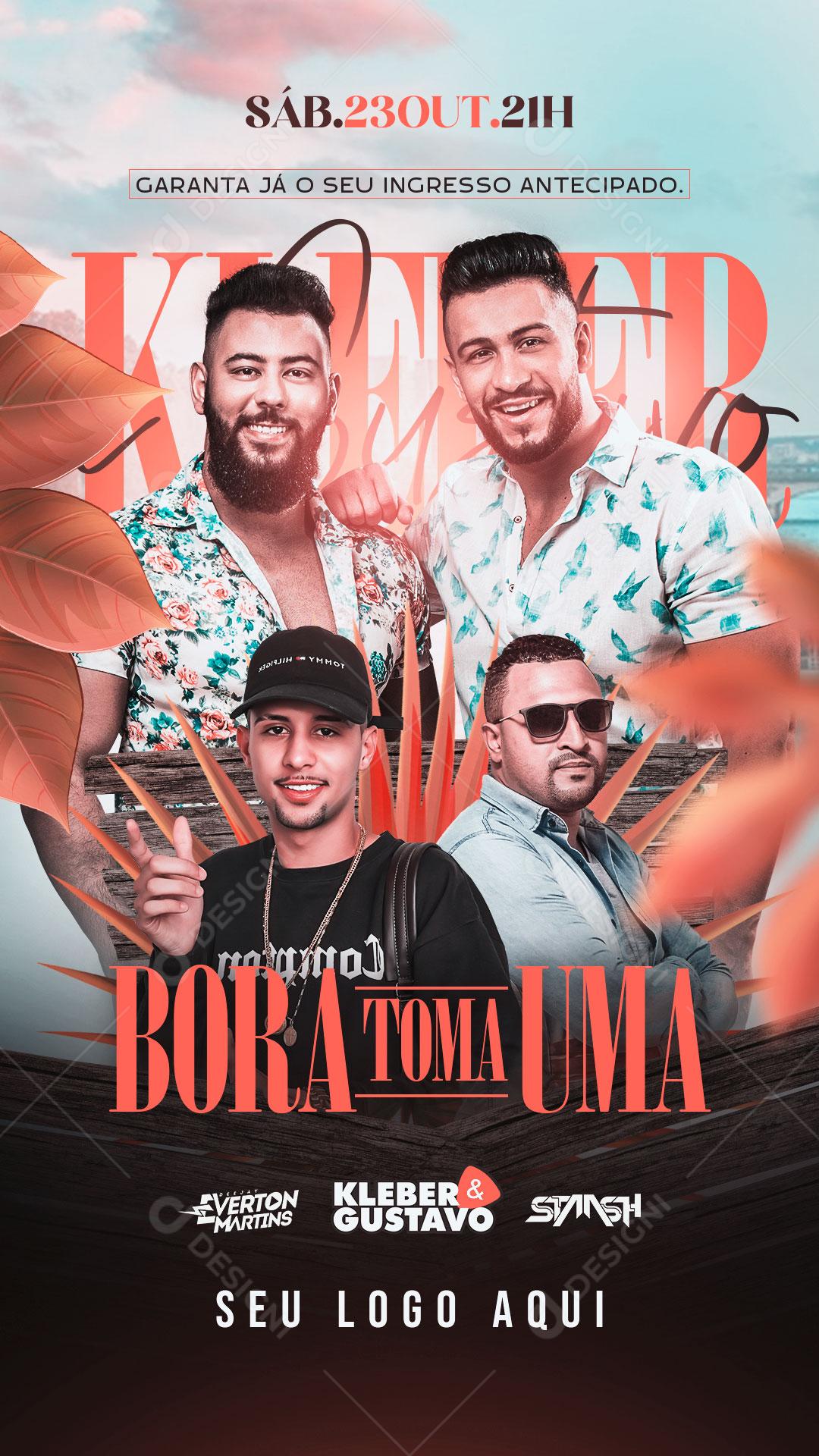 Flyer Story Show Bora Tomar Uma Cantores Artistas Sertanejo Social Media PSD Editável