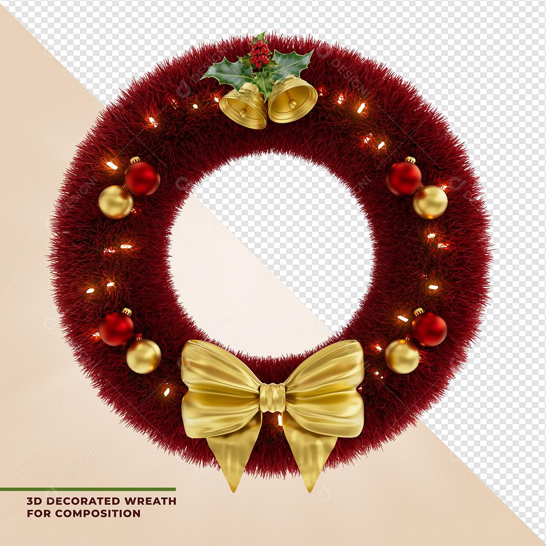 Elemento 3D Para Composição Guirlanda De Natal PNG Transparente Sem Fundo