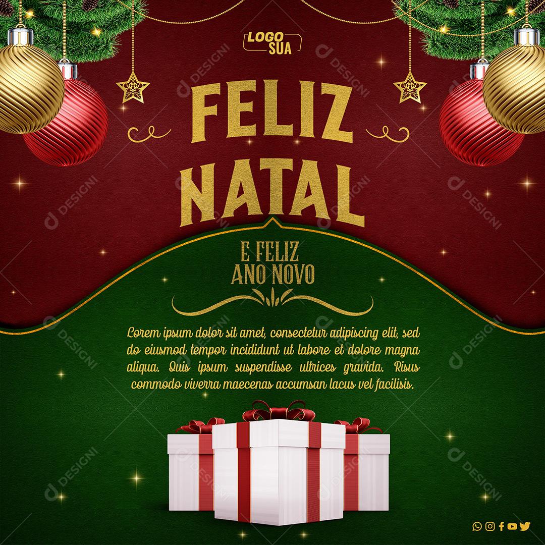 Social Media Feliz Natal Com Ofertas E Presentes PSD Editável