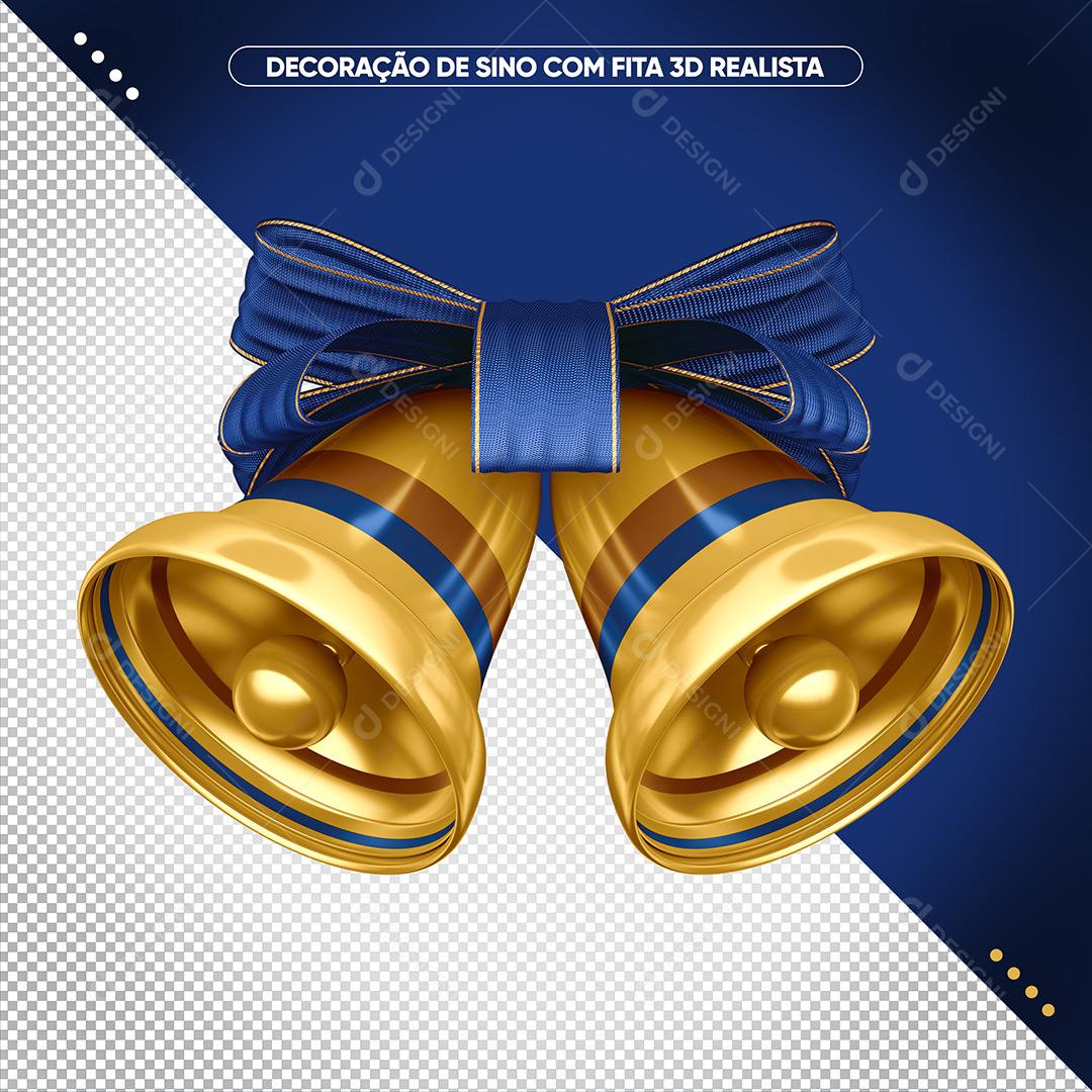 Social Media Sino 3D Com Fita Azul Realista Elemento Natalino Para Composção PSD Editável