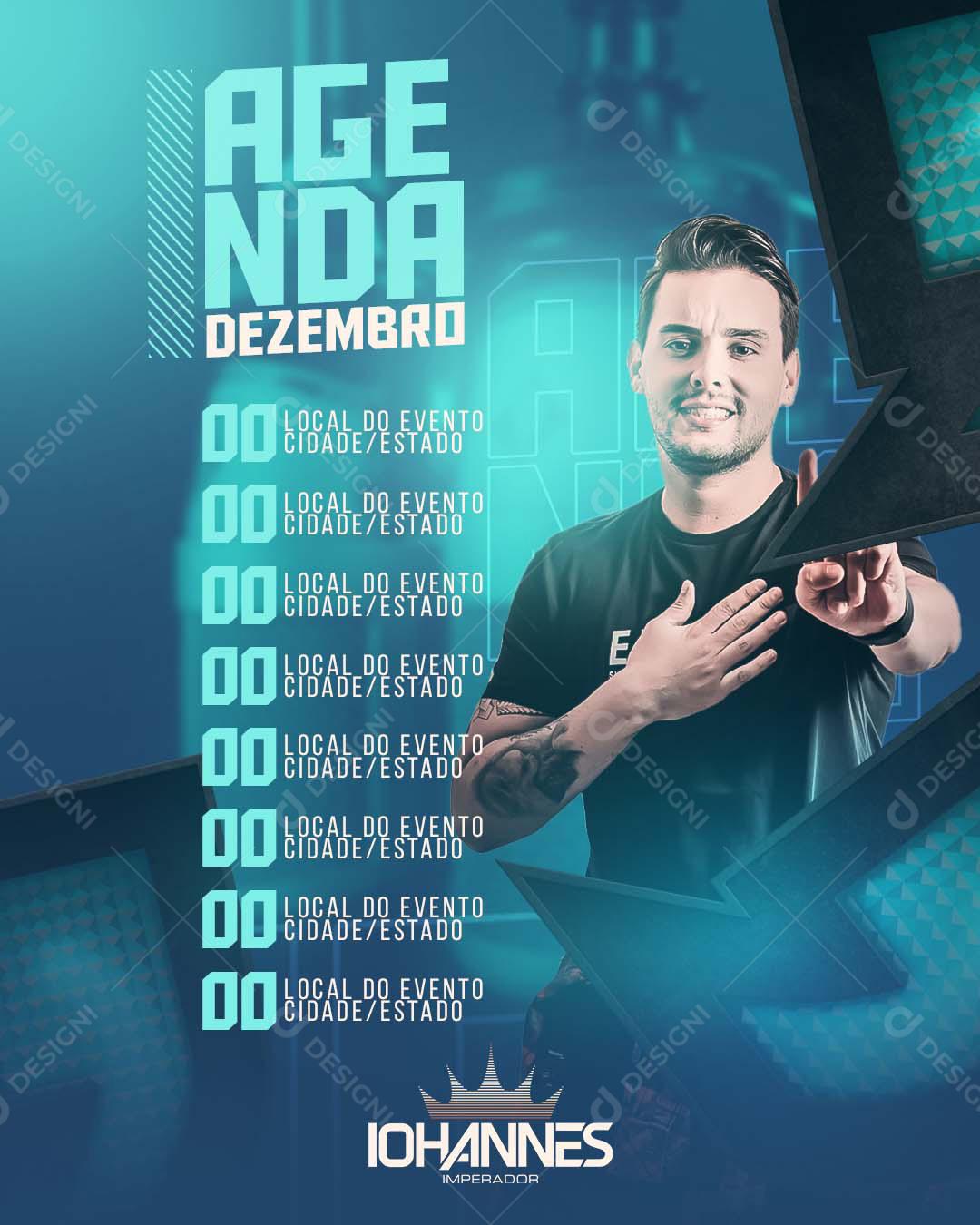 Feed Falyer Agenda Dezembro Iohannes Social Media PSD Editável