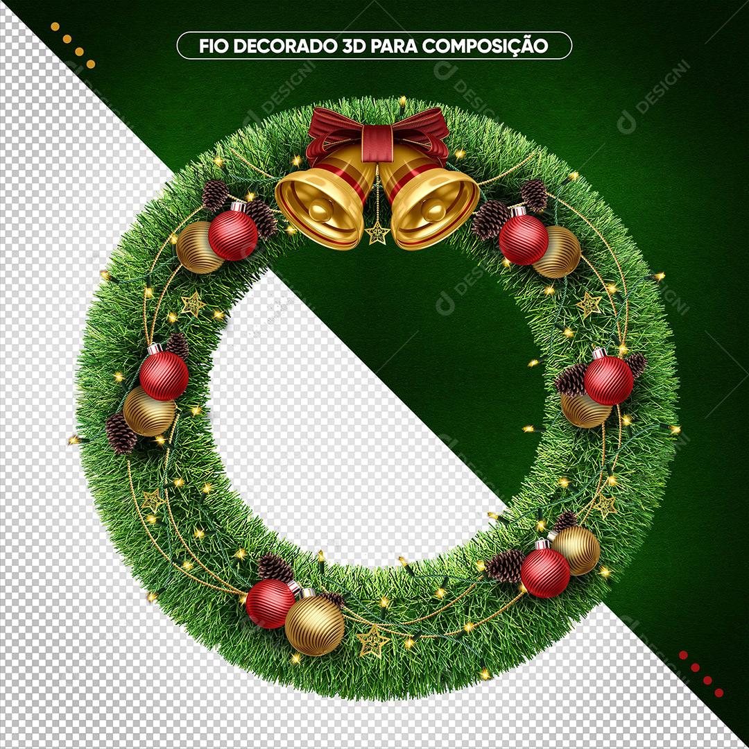Guirlanda De Natal Decorada Elemento 3D Para Composição PSD