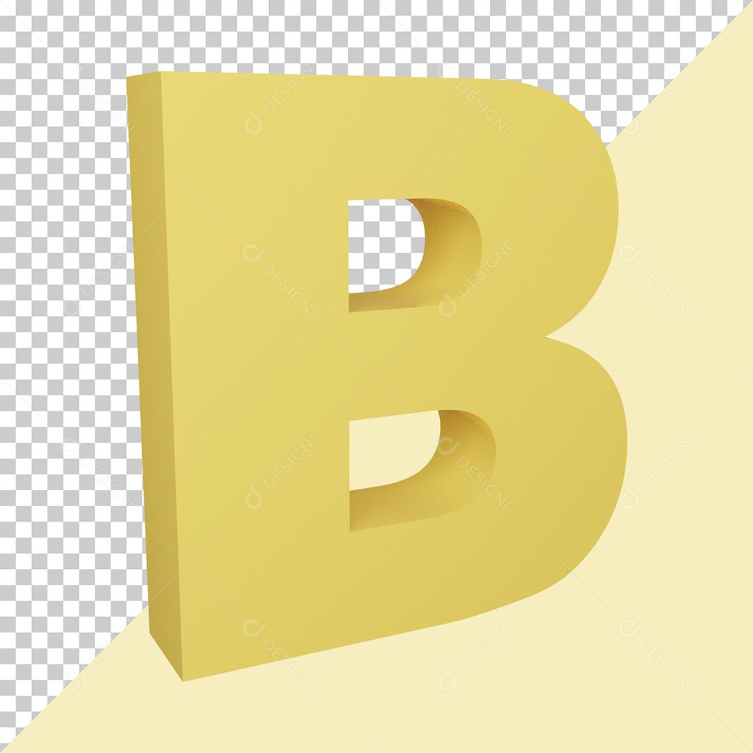 Letra B 3D Amarelo Elemento Para Composição PNG Trasparente