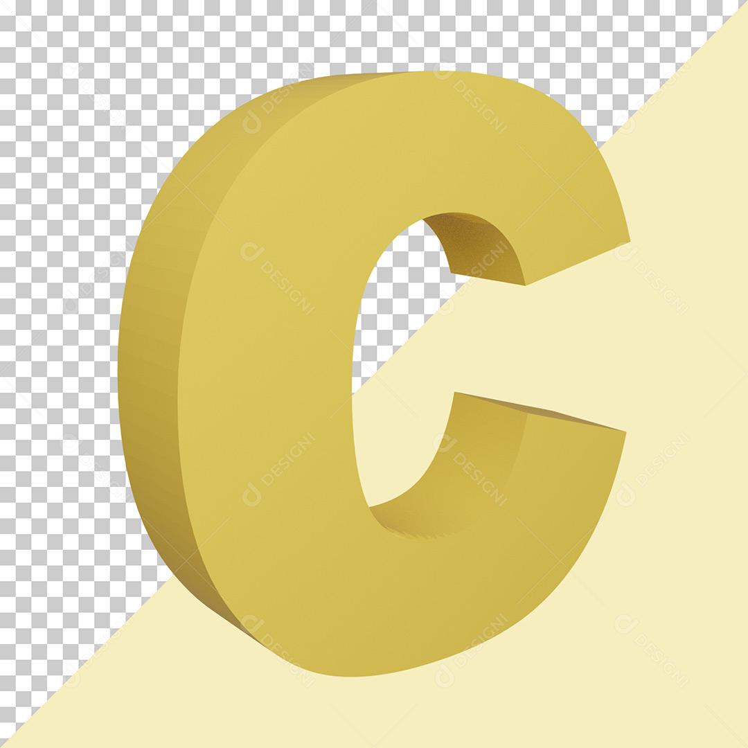 Letra C 3D Amarelo Elemento Para Composição PNG Trasparente