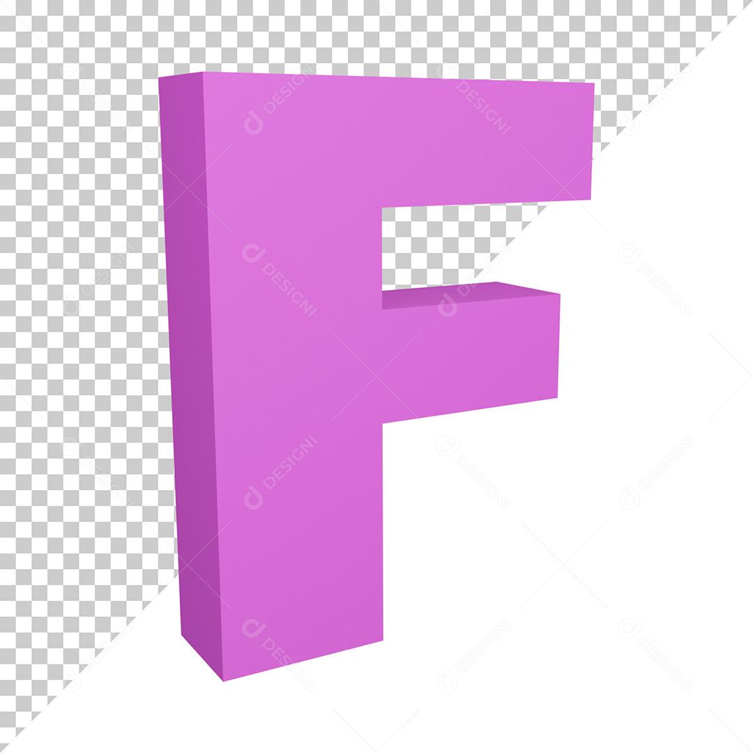 Letra F 3D Rosa Elemento Para Composição PNG Trasparente