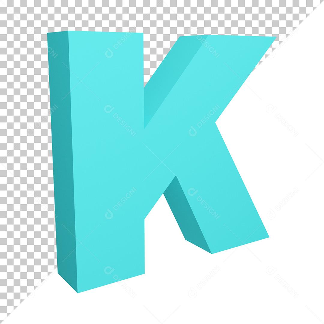 Letra K 3D Azul Elemento Para Composição PNG Trasparente