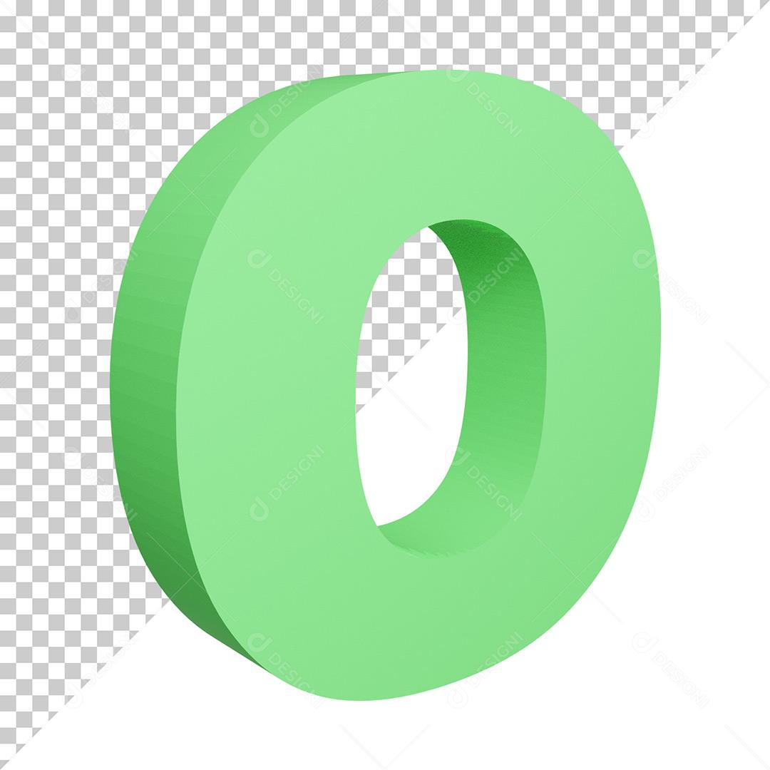 Letra O 3D Verde Elemento Para Composição PNG Trasparente