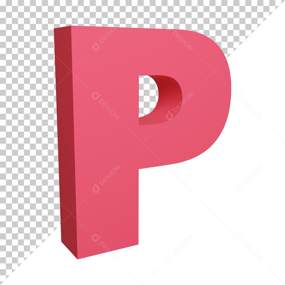 Letra P 3D Vermelho Elemento Para Composição PNG Trasparente