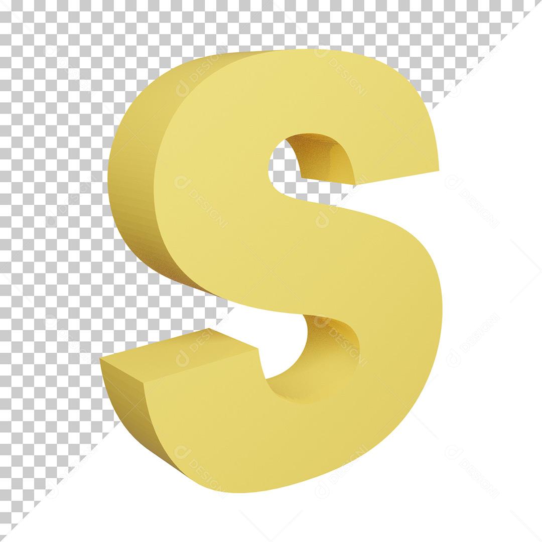 Letra S 3D Amarelo Elemento Para Composição PNG Trasparente