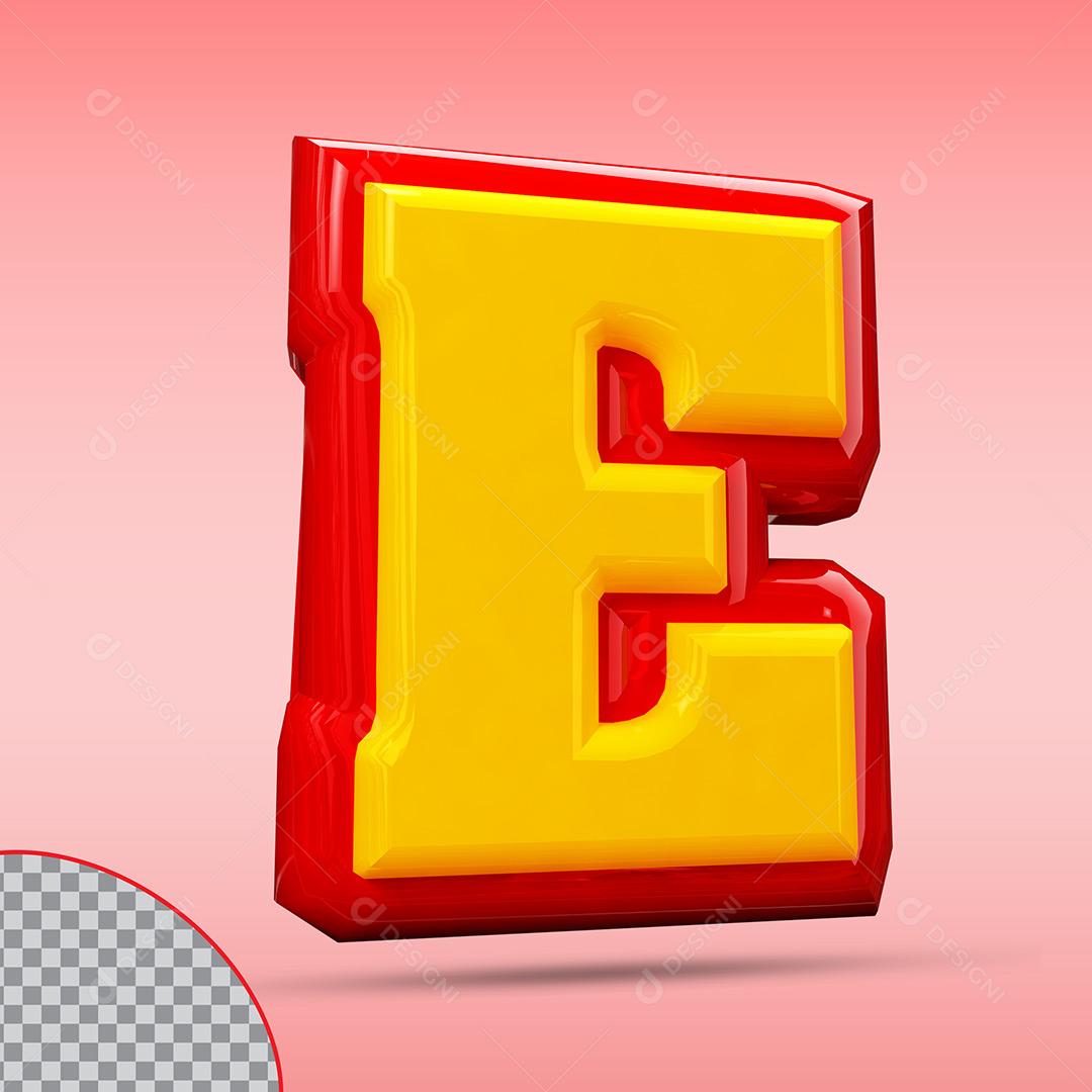 Letra E 3D Elemento Para Composição PNG Trasparente