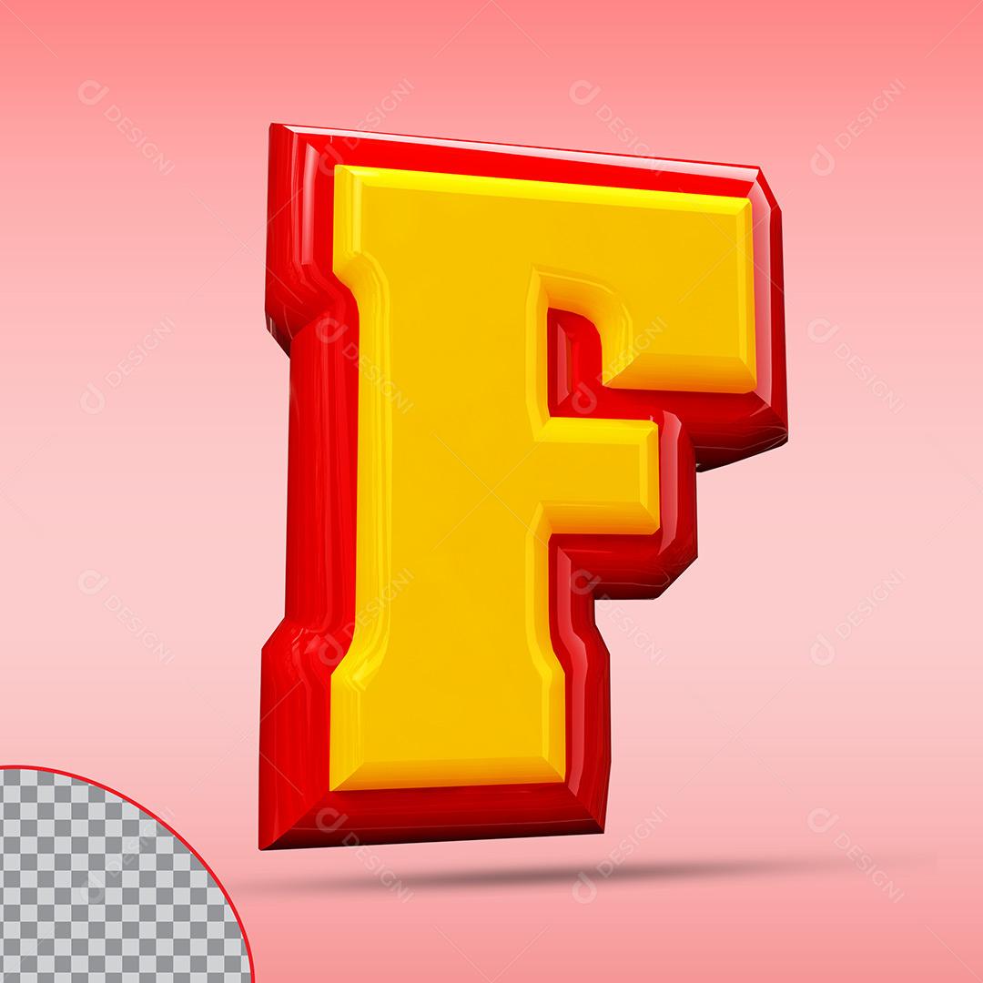 Letra F 3D Elemento Para Composição PNG Trasparente
