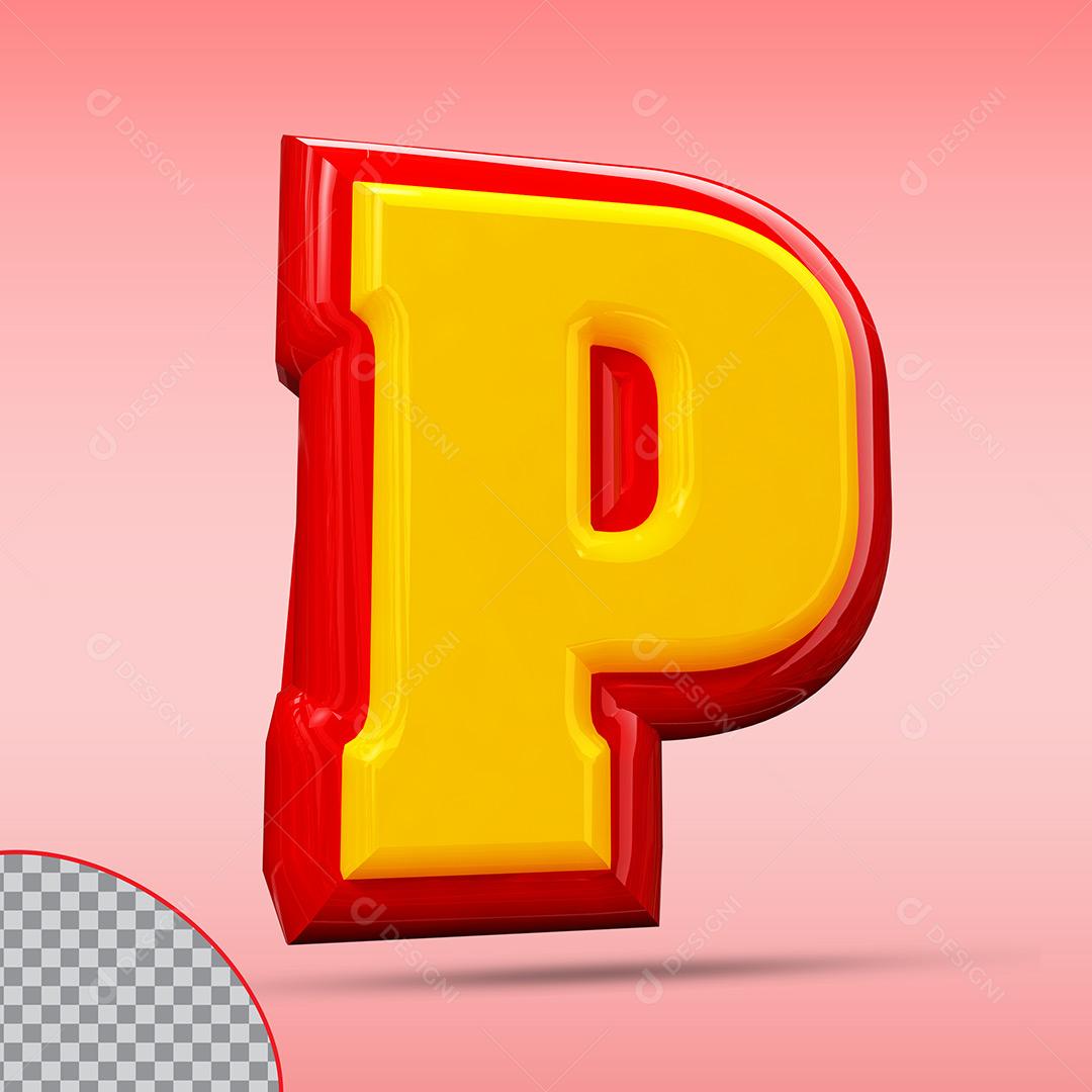 Letra P 3D Elemento Para Composição PNG Trasparente