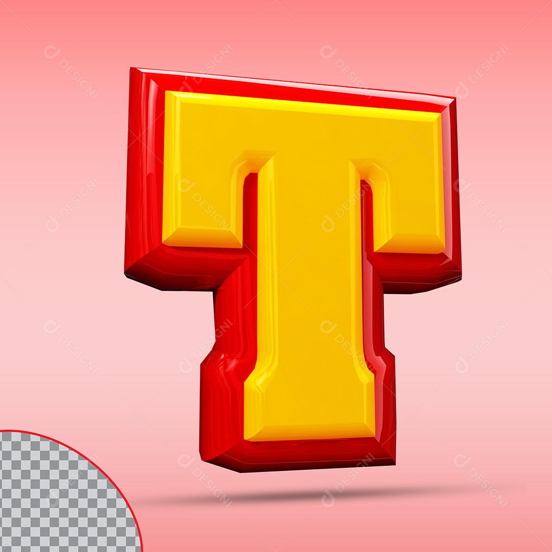 Letra T 3D Elemento Para Composição PNG Trasparente