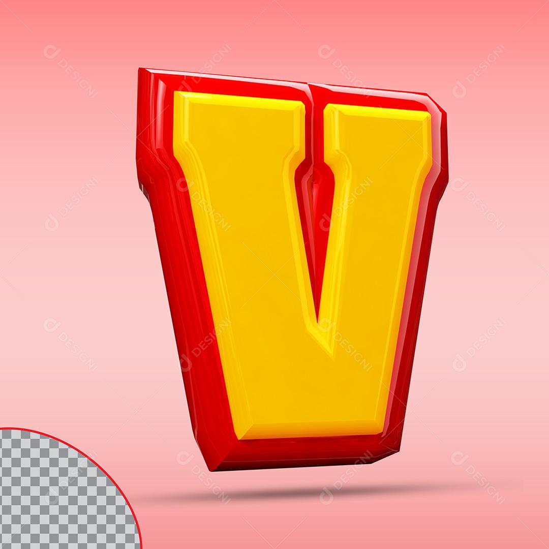 Letra V 3D Elemento Para Composição PNG Trasparente