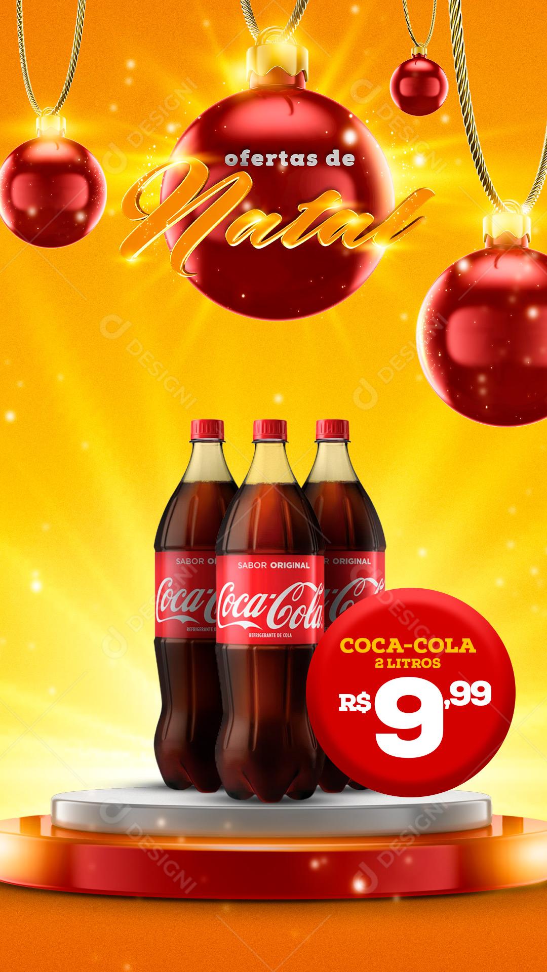 Social Media Story Ofertas de Natal Produtos Bebida Coca Cola PSD Editável