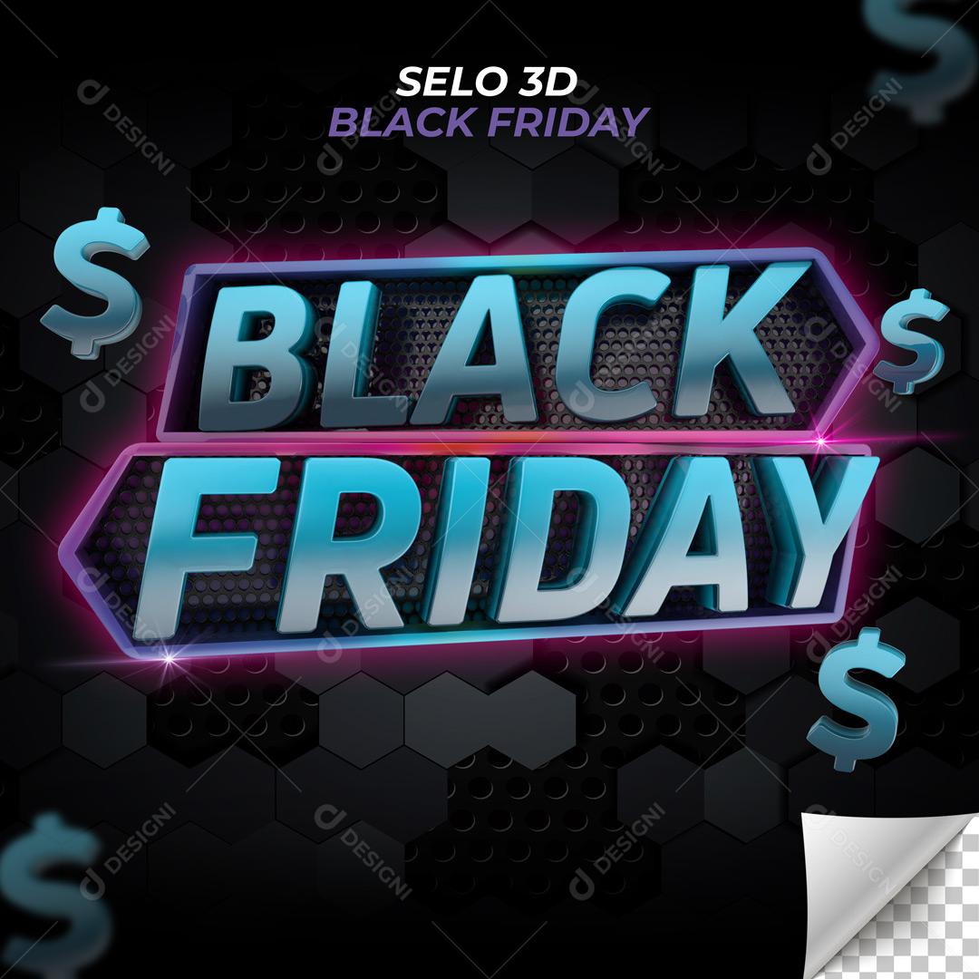 Black Friday Selo 3D Para Composição PSD Editável