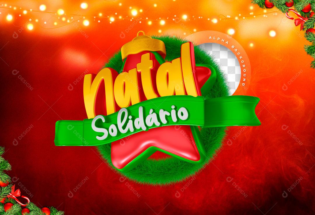 Solidarity Christmas 3D Stamp Christmas Wreath For Composition Editable PSD