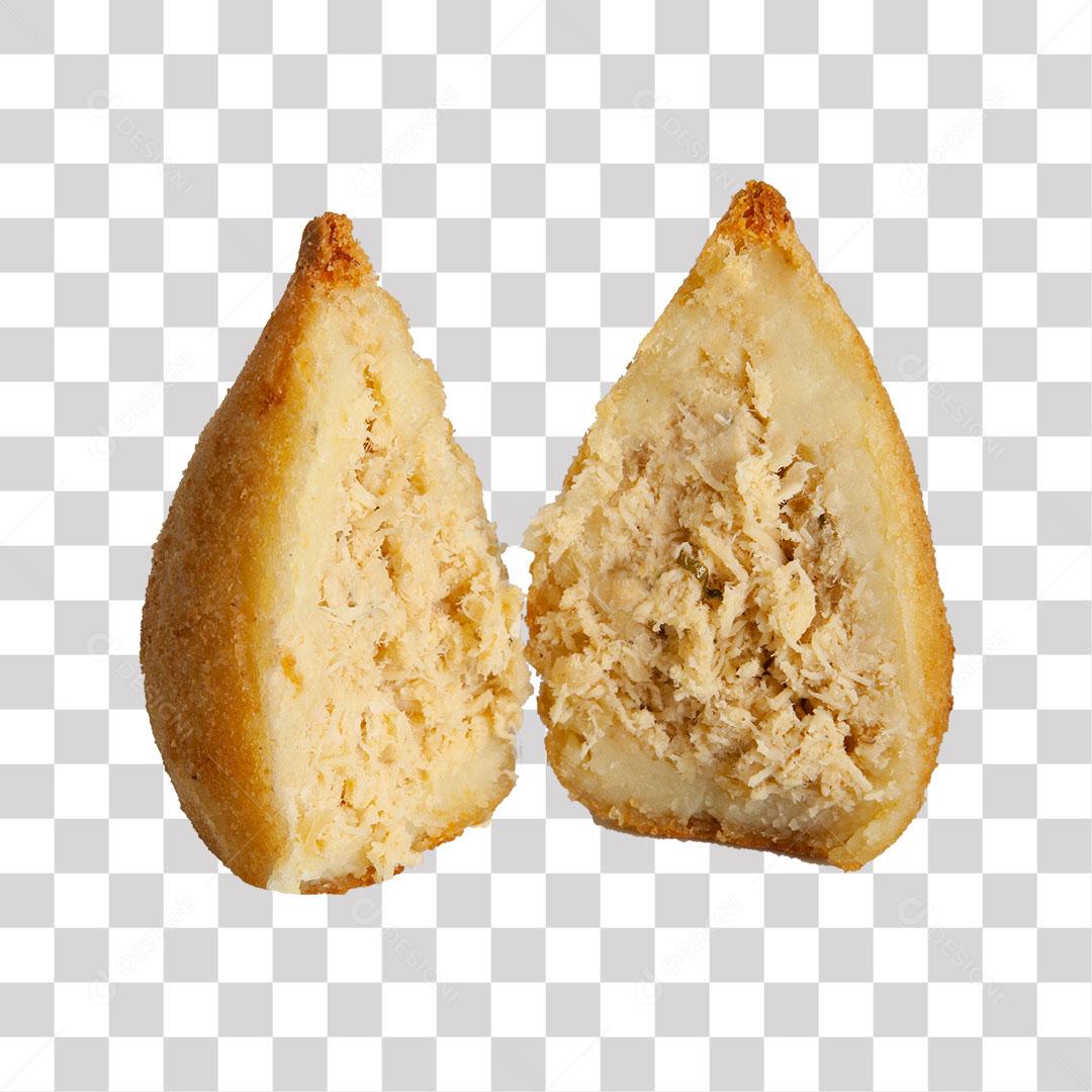 Coxinha Com Recheio de Frango Aberta ao Meio PNG Transparente