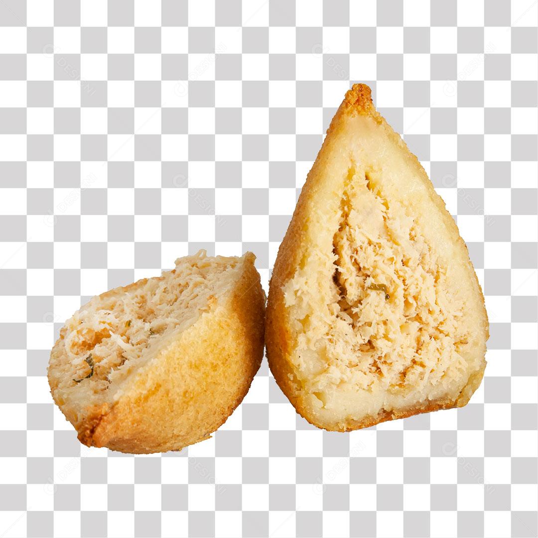 Coxinha Com Recheio de Frango Aberta ao Meio PNG Transparente