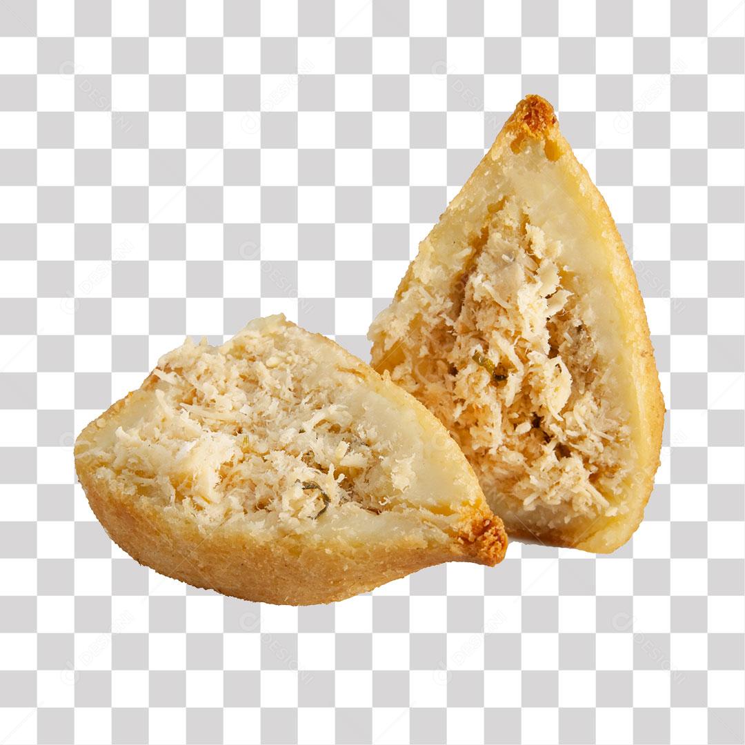 Coxinha Com Recheio de Frango Aberta ao Meio PNG Transparente