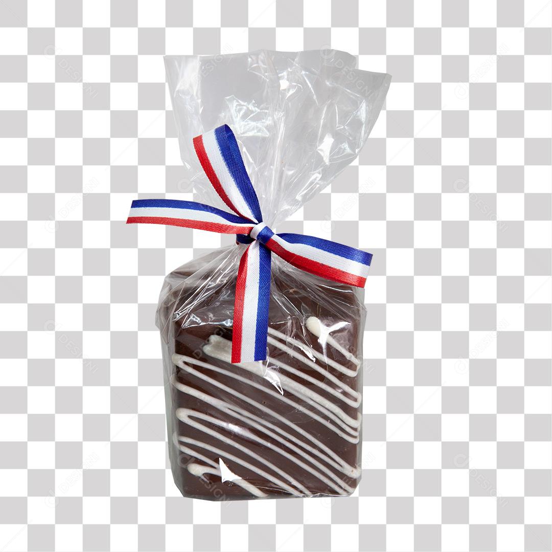 Bolo de Chocolate Cortado no Formato Quadrado Em Saco Plástico PNG Transparente