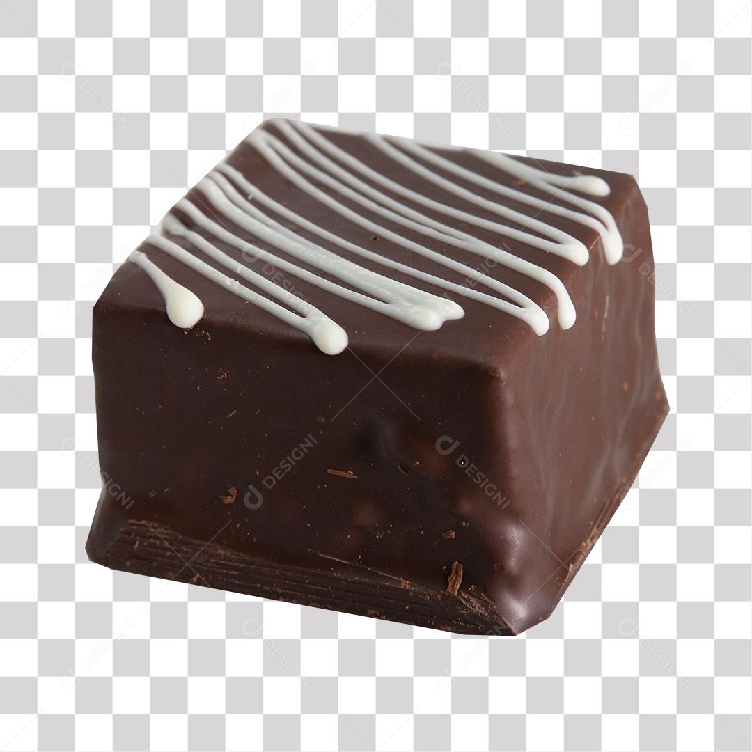 Bolo de Chocolate Cortado no Formato Quadrado PNG Transparente