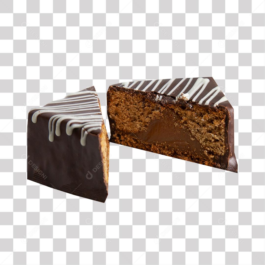 Bolo de Chocolate Cortado no Formato Triângulo PNG Transparente