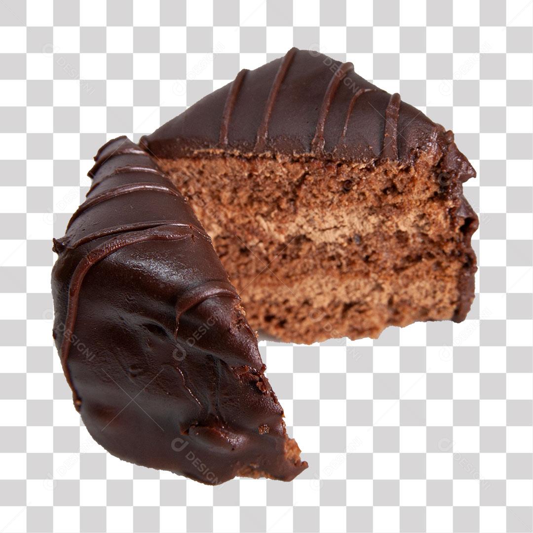 Bolo de Chocolate Cortado no Formato Triângulo PNG Transparente