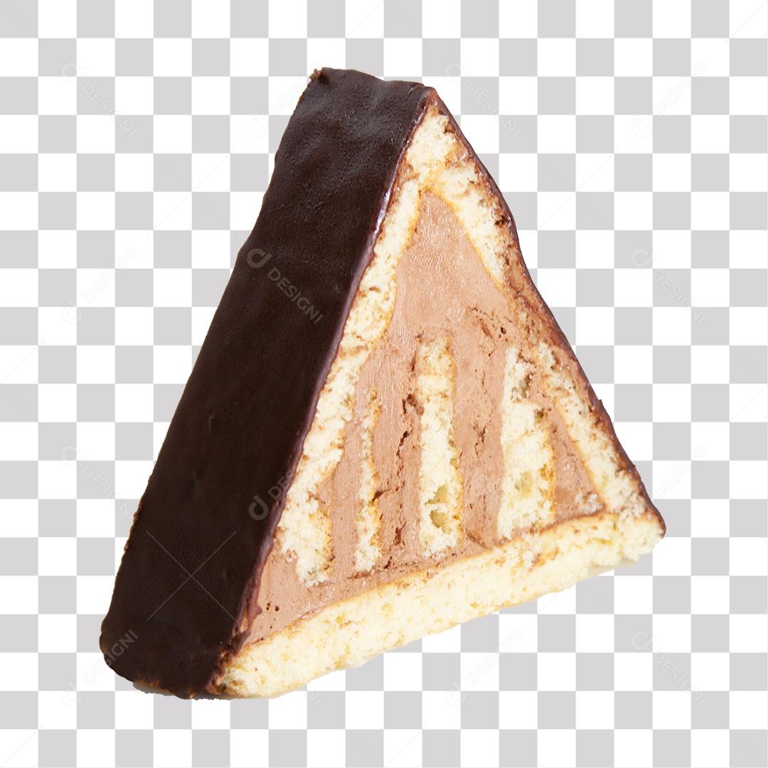 Bolo de Chocolate Cortado no Formato Triângulo PNG Transparente