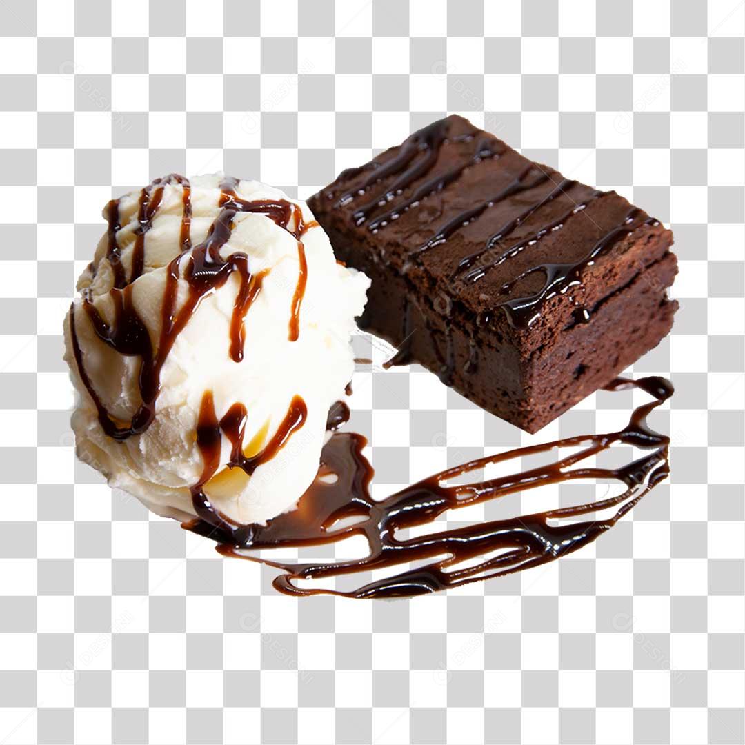 Sorvete Com Cobertura De Chocolate E Bolo PNG Transparente