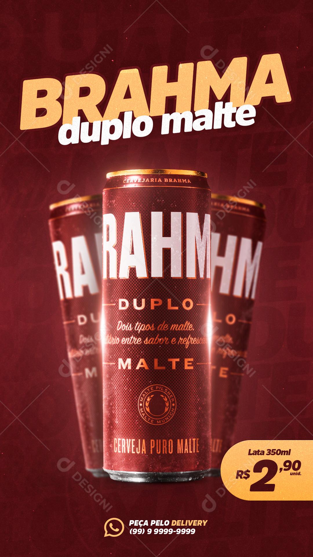 Social Media Story Distribuidora Cerveja Brahma Duplo Malte PSD Editável