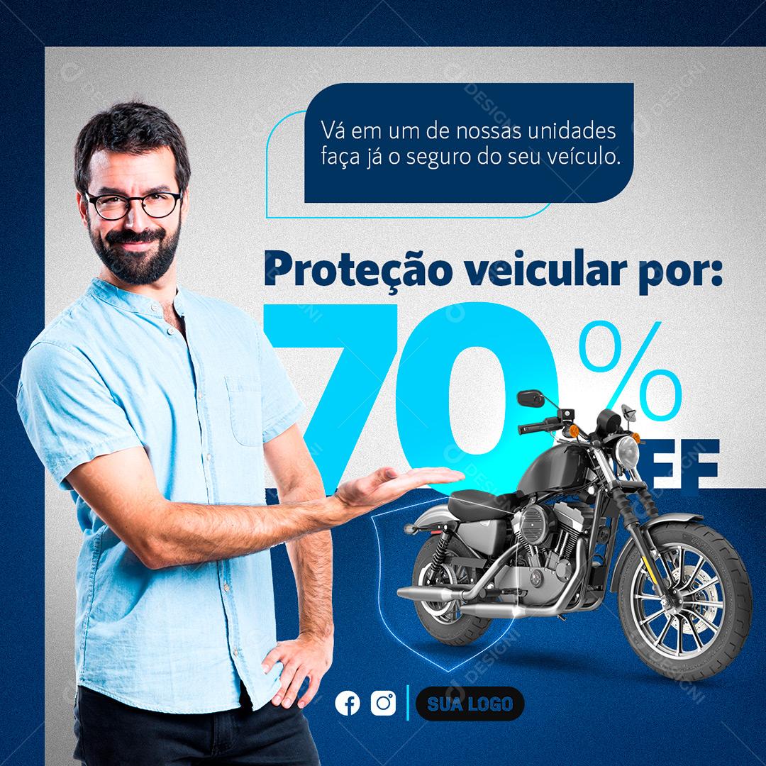 Social Media Segurado Proteção Veicular Por 70% PSD Editável