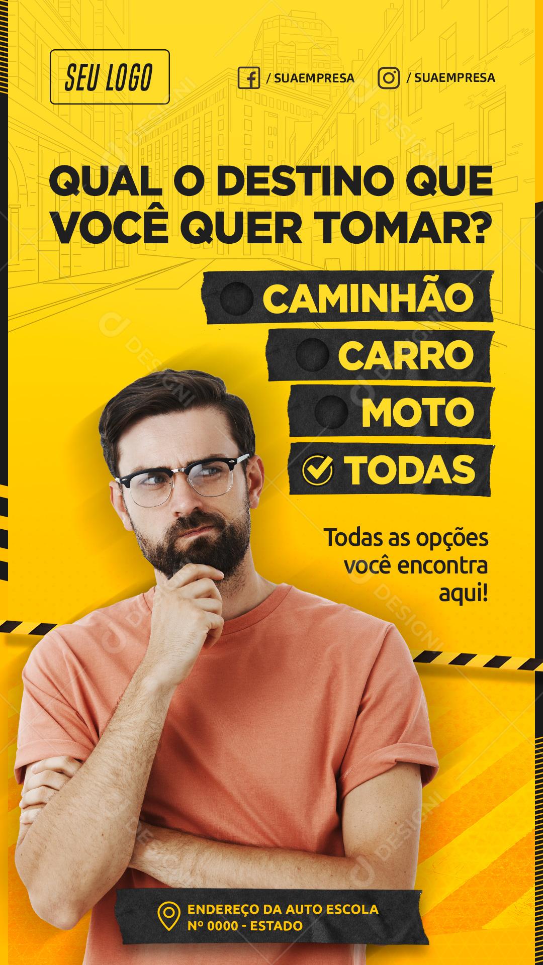 Qual Destino Você Quer Tomar Social Media PSD Editável