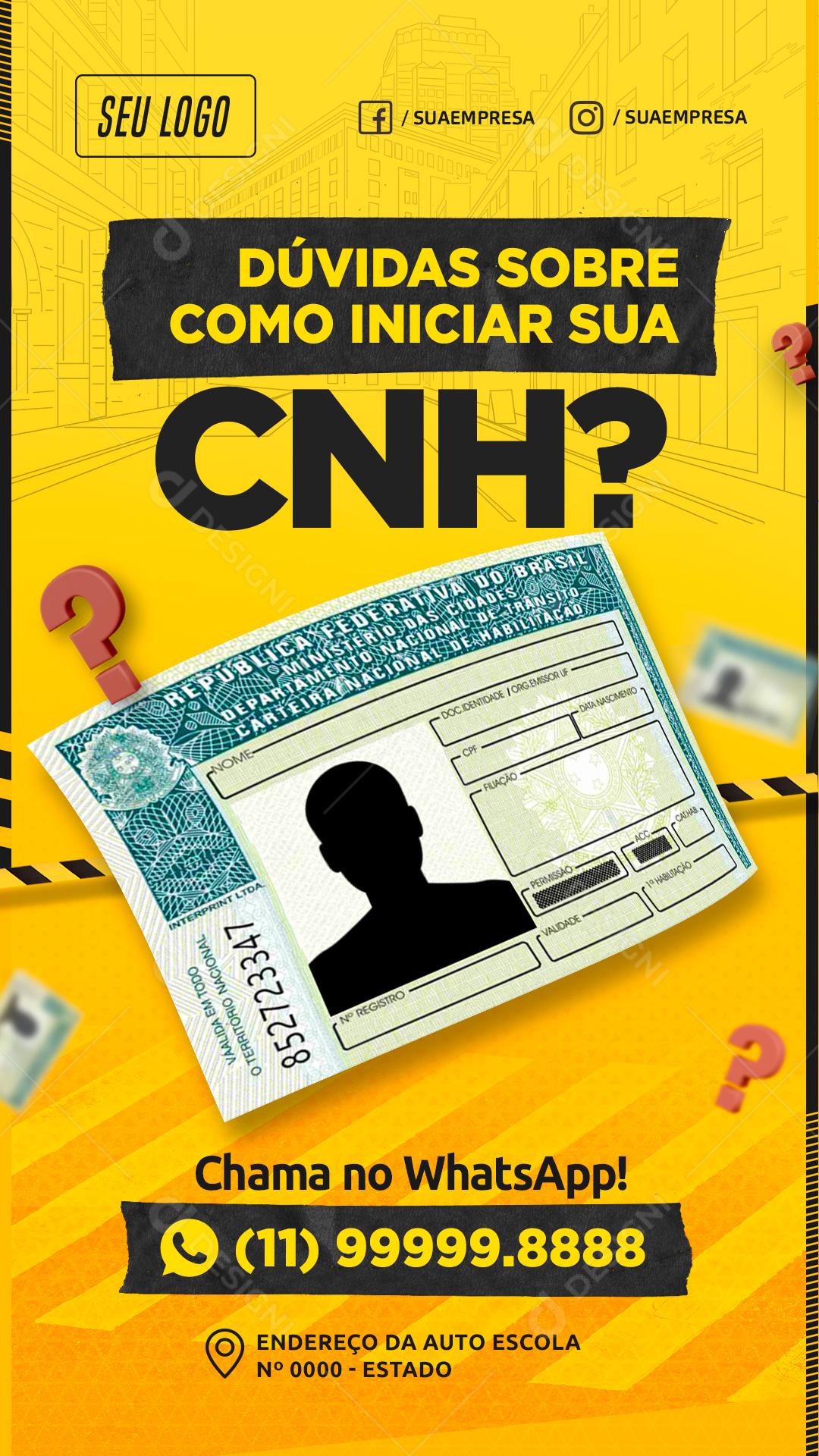 Duvidas Sobre Como Iniciar Sua CNH Social Media PSD Editável