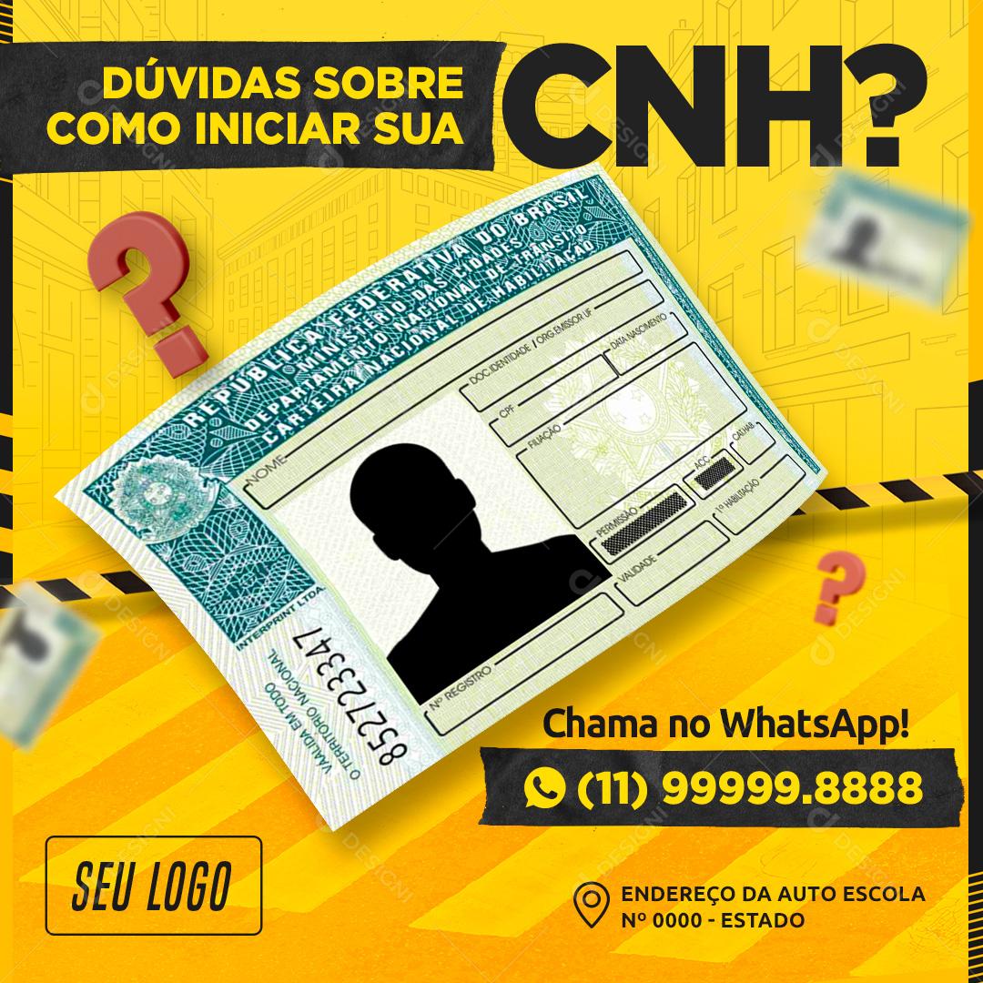 Duvidas Sobre Como Iniciar Sua CNH Social Media PSD Editável