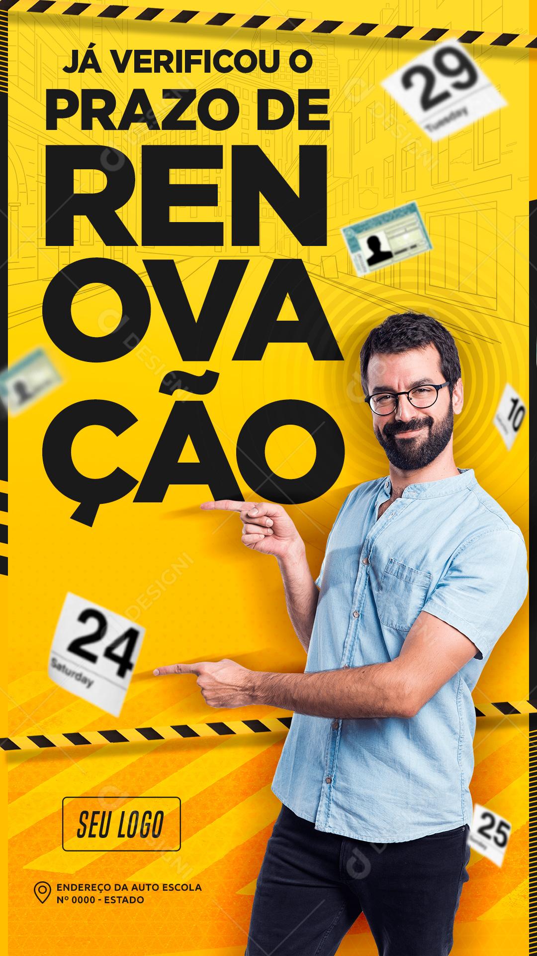Já Verificou O Prazo De Renovação De Sua CNH Social Media PSD Editável