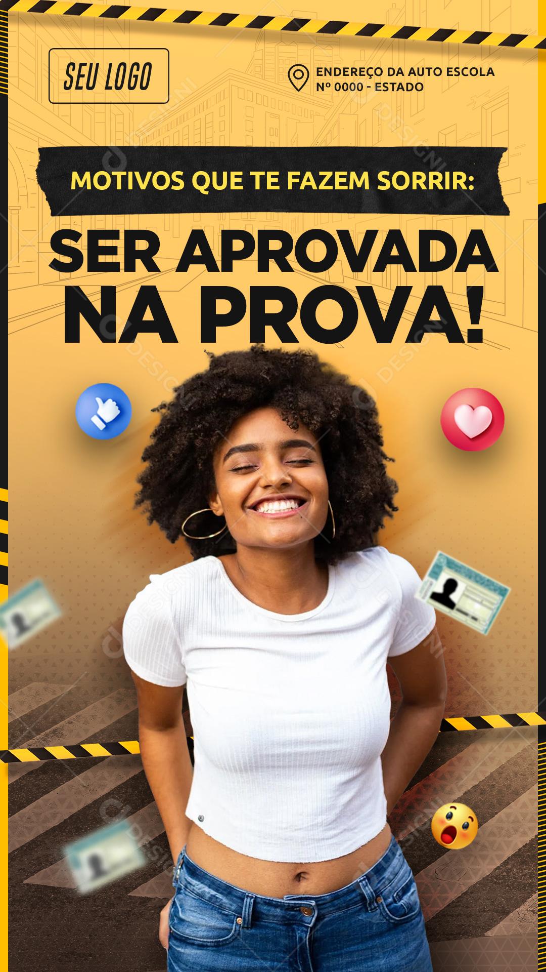 Motivos Que Te Faz Sorrir Ser Aprovada Na Prova Social Media PSD Editável