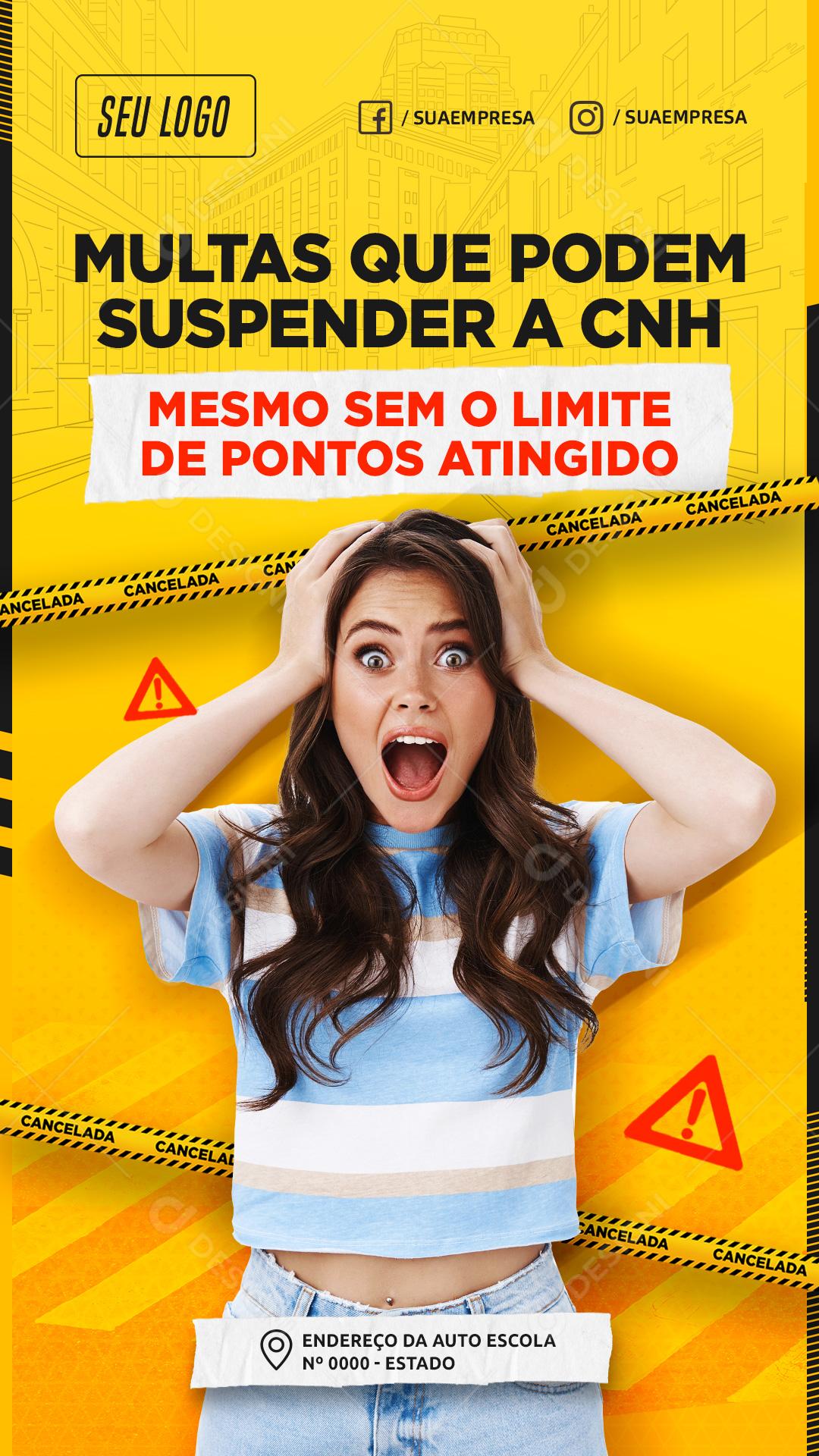 Multas Que Podem Suspender A CNH Social Media PSD Editável