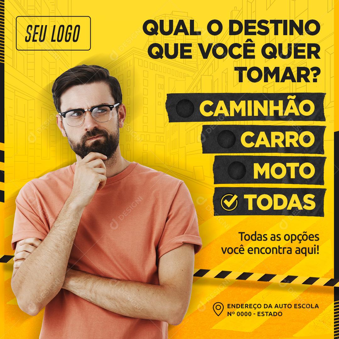 Qual Destino Você Quer Tomar Social Media PSD Editável